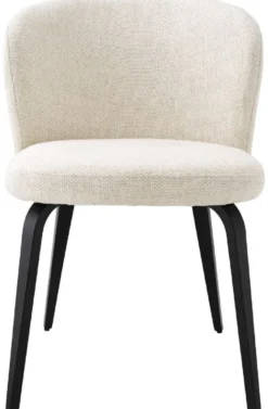 Casa Padrino Luxus Esszimmerstuhl Naturfarben / Schwarz 57 x 69 x H. 81 cm - Gepolsterter Küchenstuhl im Retro Design - Luxus Retro Esszimmer Möbel