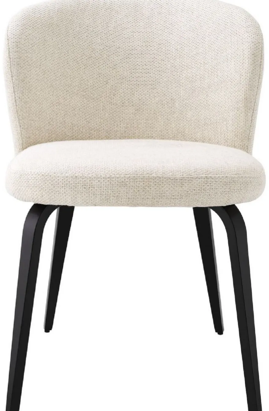Casa Padrino Luxus Esszimmerstuhl Naturfarben / Schwarz 57 x 69 x H. 81 cm - Gepolsterter Küchenstuhl im Retro Design - Luxus Retro Esszimmer Möbel