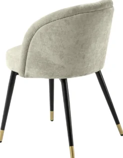 Casa Padrino Luxus Esszimmerstuhl Set Sandfarben / Schwarz / Messing 57,5 x 58 x H. 77 cm - Edle Esszimmerstühle - Luxus Esszimmer Möbel