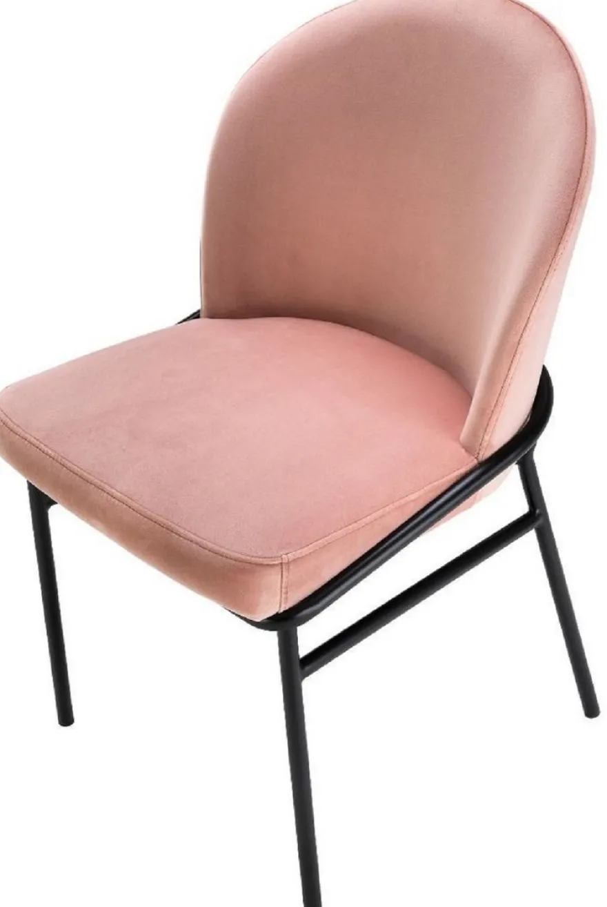 Casa Padrino Luxus Esszimmerstühle Rosa / Schwarz 49 x 56 x H. 82 cm - Küchenstühle mit edlem Samtstoff - Esszimmer Set