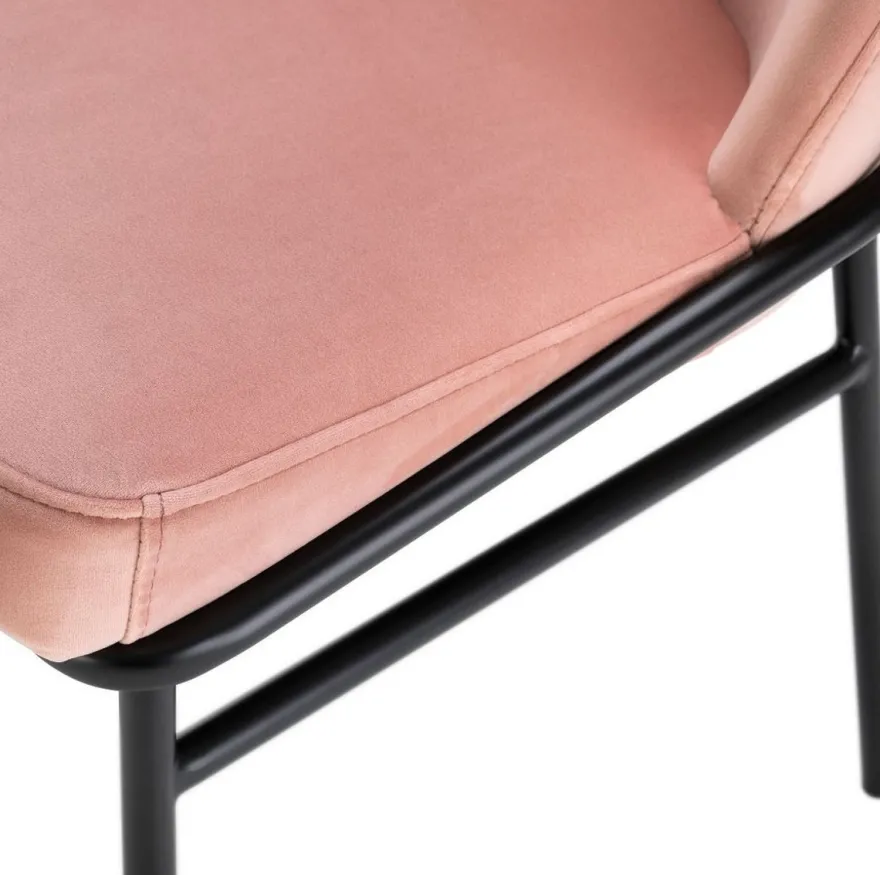 Casa Padrino Luxus Esszimmerstühle Rosa / Schwarz 49 x 56 x H. 82 cm - Küchenstühle mit edlem Samtstoff - Esszimmer Set