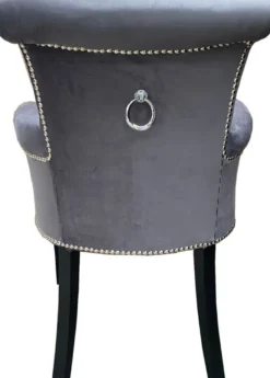 Casa Padrino Luxus Esszimmerstuhl 4er Set Grau / Schwarz - Massivholz Küchenstühle mit Armlehnen und edlem Samtstoff - Luxus Esszimmer & Restaurant Möbel