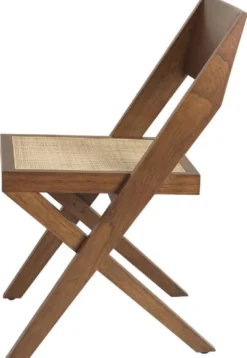 Casa Padrino Luxus Esszimmerstuhl Braun / Naturfarben 53 x 56 x H. 85 cm - Massivholz Stuhl mit Rattangeflecht - Luxus Esszimmer Möbel