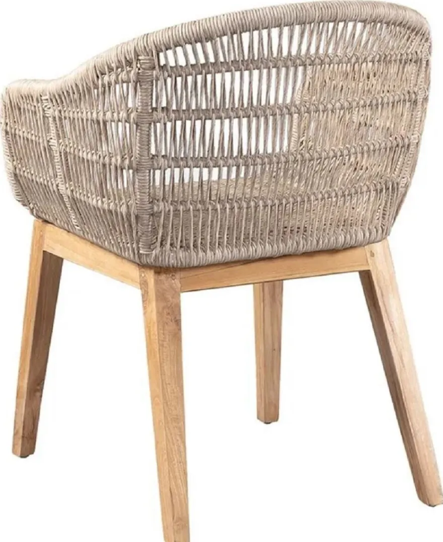 Casa Padrino Luxus Esszimmer Stuhl Grau / Naturfarben 60 x 60 x H. 80 cm - Luxus Garten Stuhl mit edlem Rattangeflecht - Esszimmer Möbel - Garten Möbel - Rattan Möbel - Luxus Möbel