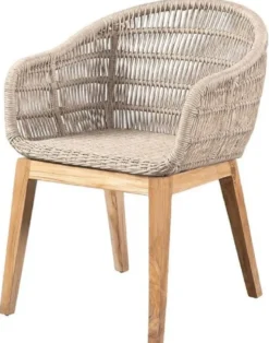 Casa Padrino Luxus Esszimmer Stuhl Grau / Naturfarben 60 x 60 x H. 80 cm - Luxus Garten Stuhl mit edlem Rattangeflecht - Esszimmer Möbel - Garten Möbel - Rattan Möbel - Luxus Möbel