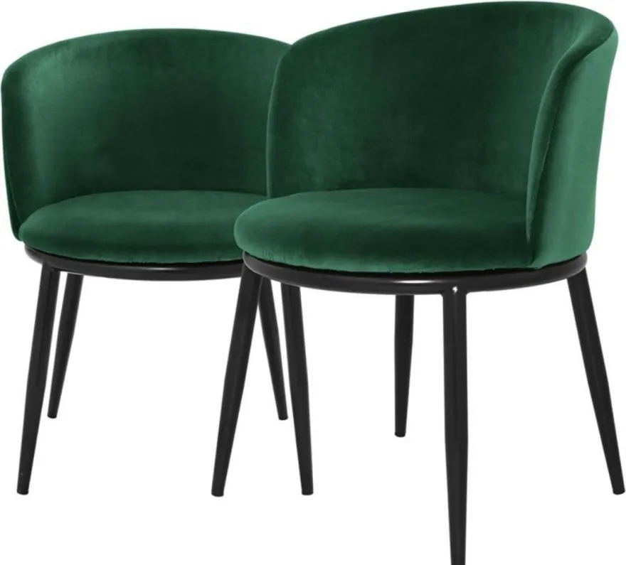 Casa Padrino Luxus Esszimmerstuhl Set Grün / Schwarz 57 x 57 x H. 74 cm - Esszimmermöbel