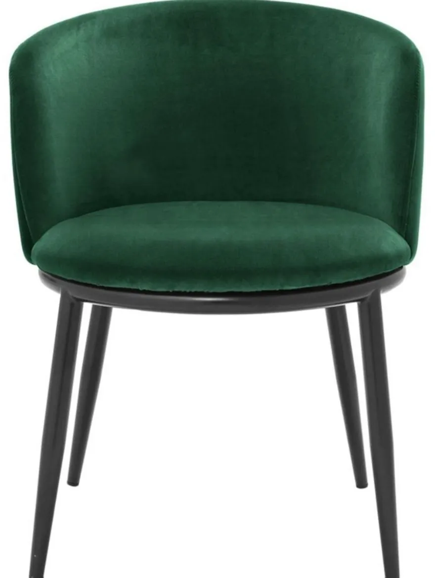 Casa Padrino Luxus Esszimmerstuhl Set Grün / Schwarz 57 x 57 x H. 74 cm - Esszimmermöbel