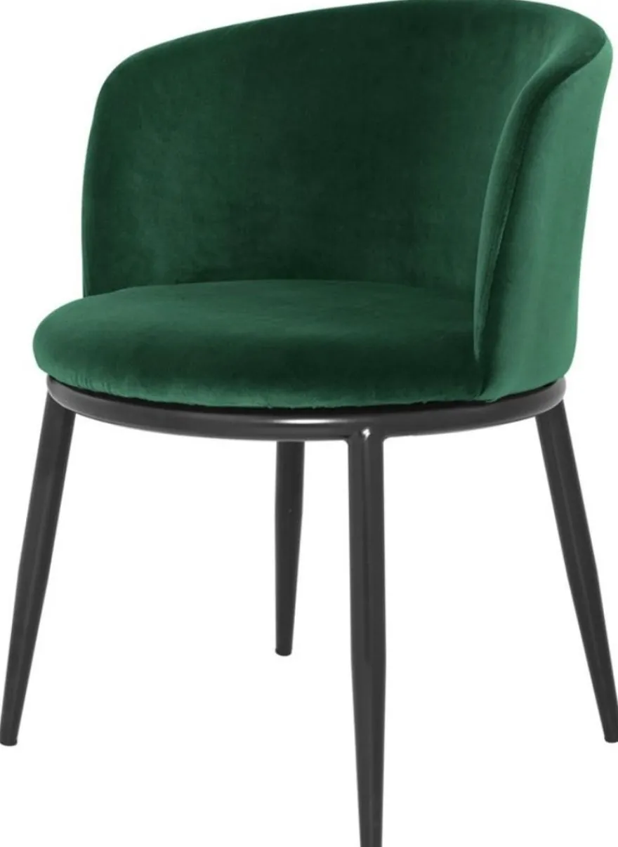 Casa Padrino Luxus Esszimmerstuhl Set Grün / Schwarz 57 x 57 x H. 74 cm - Esszimmermöbel