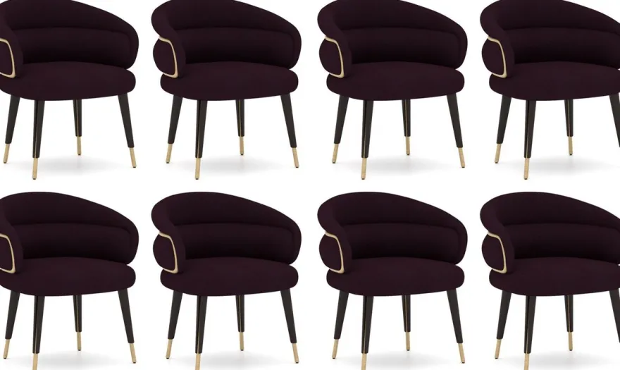 Casa Padrino Luxus Esszimmer Stuhl 8er Set Lila / Schwarz / Beige - Küchen Stühle mit Armlehnen - Esszimmer Möbel - Restaurant Möbel - Hotel Möbel - Luxus Möbel