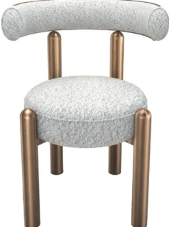 Casa Padrino Luxus Esszimmer Stuhl mit gebogener Rückenlehne Weiß / Bronze - Esszimmer Möbel
