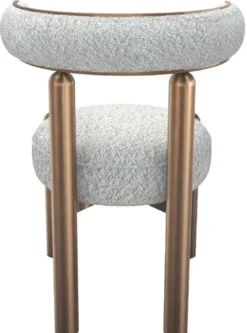 Casa Padrino Luxus Esszimmer Stuhl mit gebogener Rückenlehne Weiß / Bronze - Esszimmer Möbel