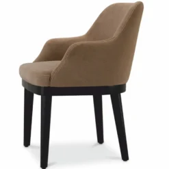 Casa Padrino Luxus Esszimmerstuhl mit Armlehnen Braun / Schwarz H. 79 cm