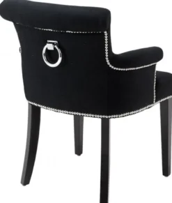 Casa Padrino Luxus Esszimmerstuhl 6er Set Schwarz - Massivholz Küchenstühle mit Armlehnen und edlem Samtstoff - Luxus Esszimmer & Restaurant Möbel