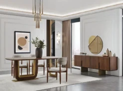 Casa Padrino Luxus Esszimmerstuhl 6er Set mit Armlehnen Grau / Braun / Messing 69 x 52 x H. 90 cm - Esszimmer Möbel - Restaurant Möbel - Esszimmer Einrichtung - Luxus Möbel - Luxus Einrichtung