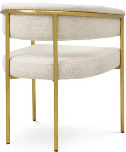 Casa Padrino Luxus Esszimmer Stuhl mit Armlehnen Cremeweiß / Messing - Esszimmer Möbel