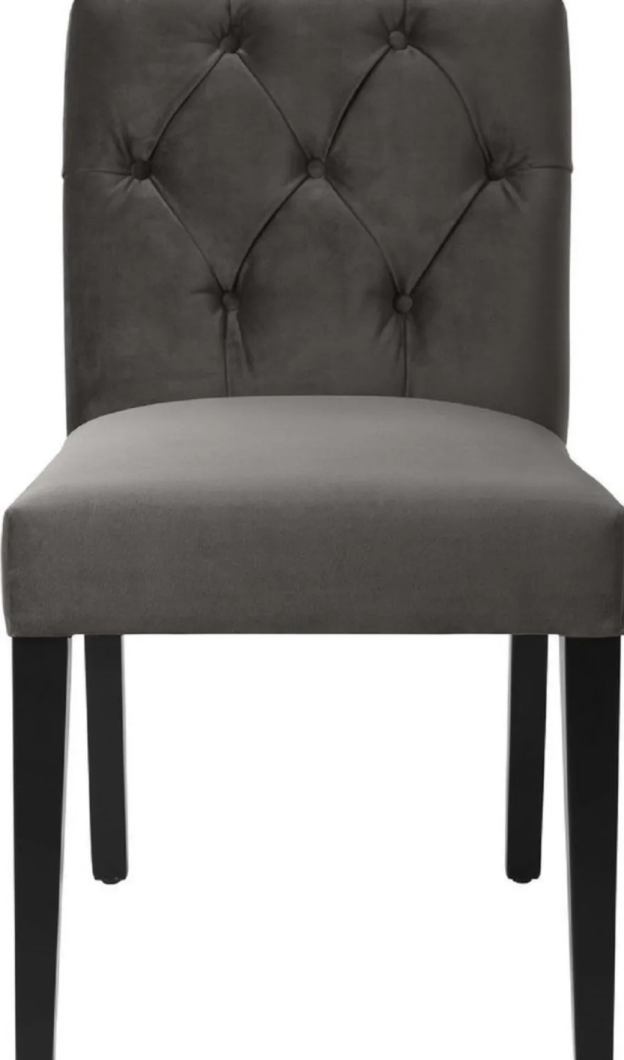 Casa Padrino Luxus Esszimmerstuhl Grau / Schwarz 51 x 64 x H. 90 cm - Chesterfield Küchenstuhl mit edlem Samtstoff - Luxus Esszimmer Möbel