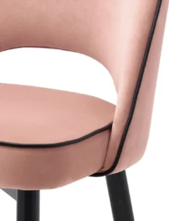 Casa Padrino Luxus Esszimmerstuhl Set Rosa / Schwarz / Messing 53 x 56 x H. 84 cm - Esszimmerstühle mit edlem Samtstoff - Esszimmer Möbel