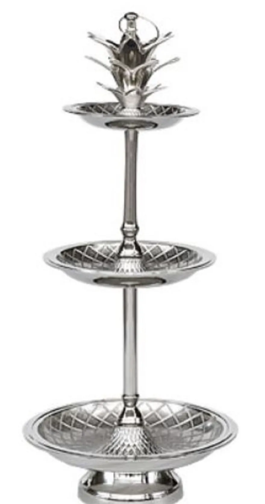 Casa Padrino Luxus Etagere Ananas 3-Stufig Silber Ø 26 x H. 59 cm - Gastronomie Accessoires