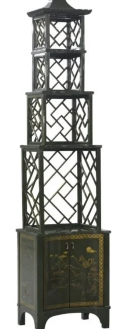 Casa Padrino Luxus Etagere im chinesischen Stil Grün / Gold 54 x 37 x H. 219 cm - Hotel & Restaurant Accessoires