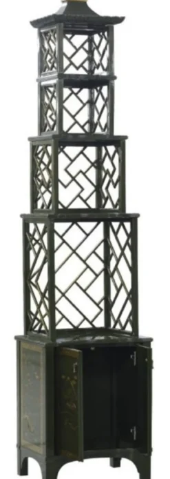Casa Padrino Luxus Etagere im chinesischen Stil Grün / Gold 54 x 37 x H. 219 cm - Hotel & Restaurant Accessoires