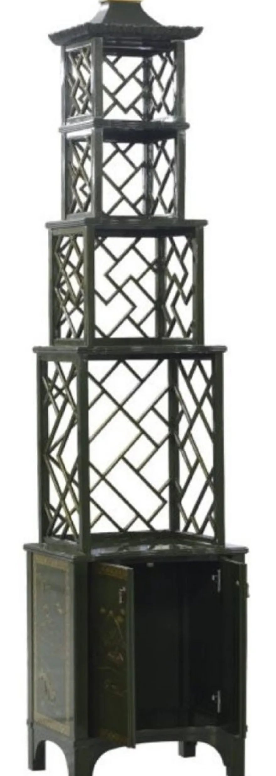 Casa Padrino Luxus Etagere im chinesischen Stil Grün / Gold 54 x 37 x H. 219 cm - Hotel & Restaurant Accessoires