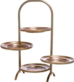 Casa Padrino Luxus Etagere mit Tragegriff Vintage Messing 21 x 18,5 x H. 47,5 cm - Gastronomie Accessoires - Restaurant Accessoires - Hotel Accessoires - Luxus Accessoires - Luxus Qualität