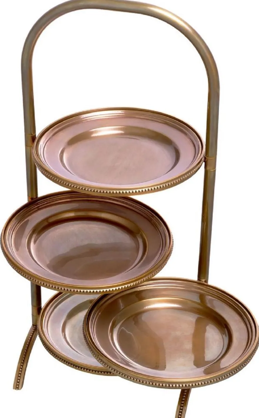 Casa Padrino Luxus Etagere mit Tragegriff Vintage Messing 21 x 18,5 x H. 47,5 cm - Gastronomie Accessoires - Restaurant Accessoires - Hotel Accessoires - Luxus Accessoires - Luxus Qualität