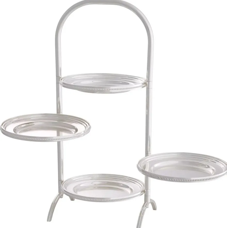 Casa Padrino Luxus Etagere mit Tragegriff Silber 21 x 18,5 x H. 47,5 cm - Gastronomie Accessoires - Restaurant Accessoires - Hotel Accessoires - Luxus Accessoires - Luxus Qualität