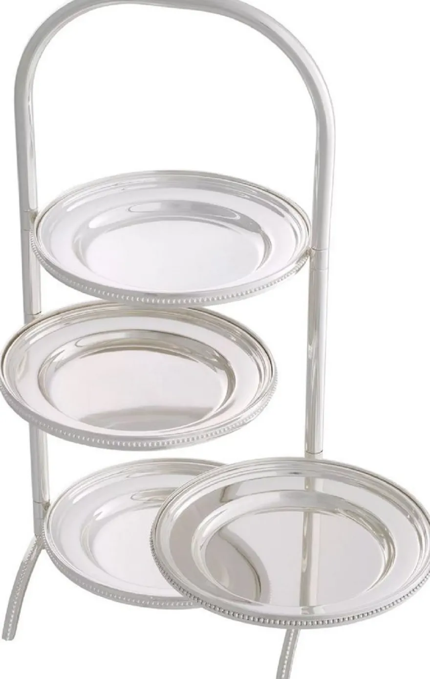 Casa Padrino Luxus Etagere mit Tragegriff Silber 21 x 18,5 x H. 47,5 cm - Gastronomie Accessoires - Restaurant Accessoires - Hotel Accessoires - Luxus Accessoires - Luxus Qualität