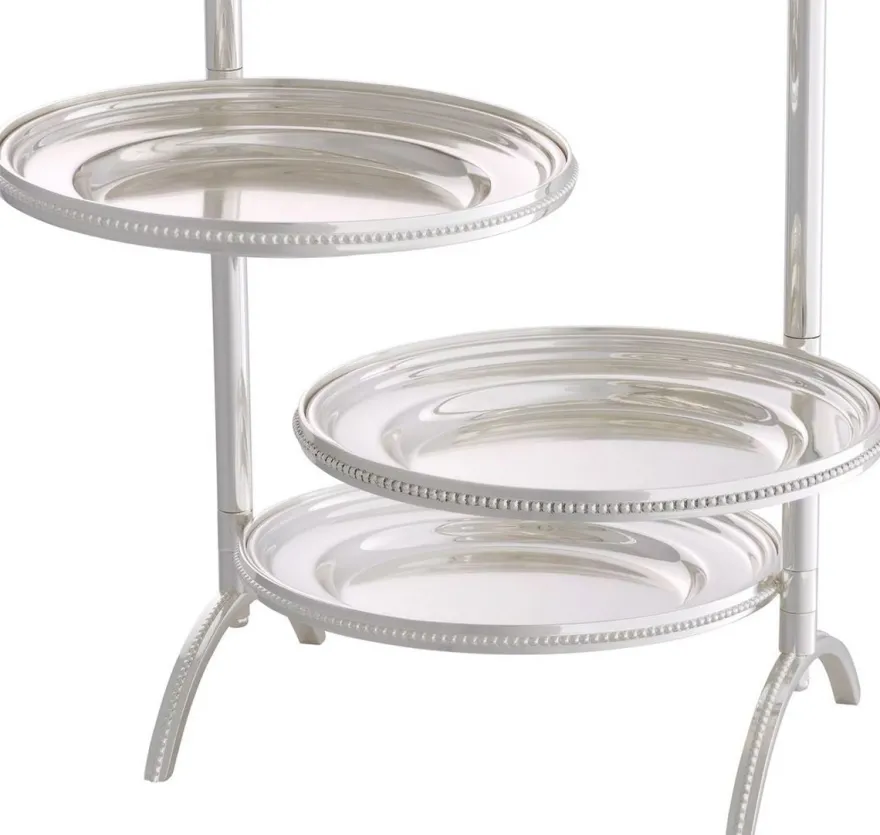 Casa Padrino Luxus Etagere mit Tragegriff Silber 21 x 18,5 x H. 47,5 cm - Gastronomie Accessoires - Restaurant Accessoires - Hotel Accessoires - Luxus Accessoires - Luxus Qualität