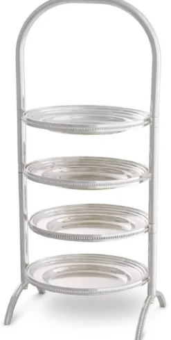 Casa Padrino Luxus Etagere mit Tragegriff Silber 21 x 18,5 x H. 47,5 cm - Gastronomie Accessoires - Restaurant Accessoires - Hotel Accessoires - Luxus Accessoires - Luxus Qualität