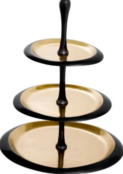 Casa Padrino Luxus Etagere Schwarz / Gold 35 x 26 x H. 48,5 cm - Ovale Kuchen & Keks Etagere - Gastronomie Accessoires - Restaurant Accessoires - Hotel Accessoires - Luxus Accessoires