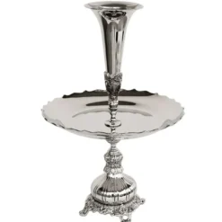 Casa Padrino Luxus Etagere Silber Ø 29 x H. 45 cm - Obstschale mit Vasenaufsatz