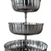 Casa Padrino Luxus Etagere 3-Stufig mit Tragegriff Silber Ø 28 x H. 52 cm - Hotel & Restaurant Accessoires