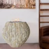 Casa Padrino Luxus Ethanol Kamin mit einem keramischen Bioethanolbrenner Naturfarben / Weiß 90 x 40 x H. 85 cm - Freistehender Naturstein Kamin im Design einer Vase