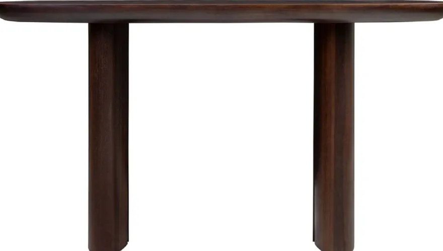 Casa Padrino Luxus Eukalyptus Furnier Konsole Dunkelbraun 140 x 45 x H. 75 cm - Massivholz Konsolentisch - Wohnzimmer Möbel - Luxus Qualität
