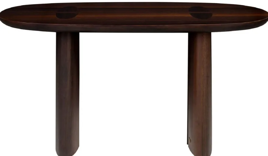 Casa Padrino Luxus Eukalyptus Furnier Konsole Dunkelbraun 140 x 45 x H. 75 cm - Massivholz Konsolentisch - Wohnzimmer Möbel - Luxus Qualität