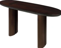 Casa Padrino Luxus Eukalyptus Furnier Konsole Dunkelbraun 140 x 45 x H. 75 cm - Massivholz Konsolentisch - Wohnzimmer Möbel - Luxus Qualität