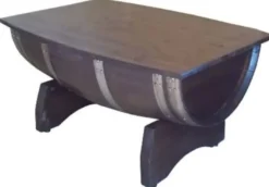 Casa Padrino Luxus Fass Couchtisch Braun / Silber 100 x 86 x H. 55 cm - Massivholz Weinfass Tisch mit klappbarer Tischplatte - Garten Terrassen Gastronomie Möbel