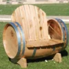 Casa Padrino Luxus Fass Sessel Naturfarben / Silber 92 x 65 x H. 98 cm - Massivholz Weinfass Sessel - Garten Terrassen Gastronomie Möbel