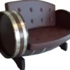 Casa Padrino Luxus Fass Sofa Braun / Silber 130 x 65 x H. 85 cm - Gepolstertes Massivholz Weinfass Sofa - Garten Terrassen Gastronomie Möbel