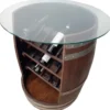 Casa Padrino Luxus Fass Stehtisch Braun / Silber Ø 78 x H. 80 cm - Massivholz Weinfass Bar Tisch mit Glasplatte und Weinregal - Garten Terrassen Gastronomie Bar Möbel