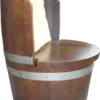 Casa Padrino Luxus Fass Stuhl Braun / Silber Ø 50 x H. 75 cm - Massivholz Weinfass Stuhl - Garten Terrassen Gastronomie Möbel