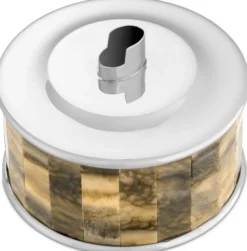 Casa Padrino Luxus Feuerzeughalter Silber / Braun Ø 13 x H. 10 cm - Runder dekorativer Feuerzeughalter - Deko Accessoires - Luxus Qualität