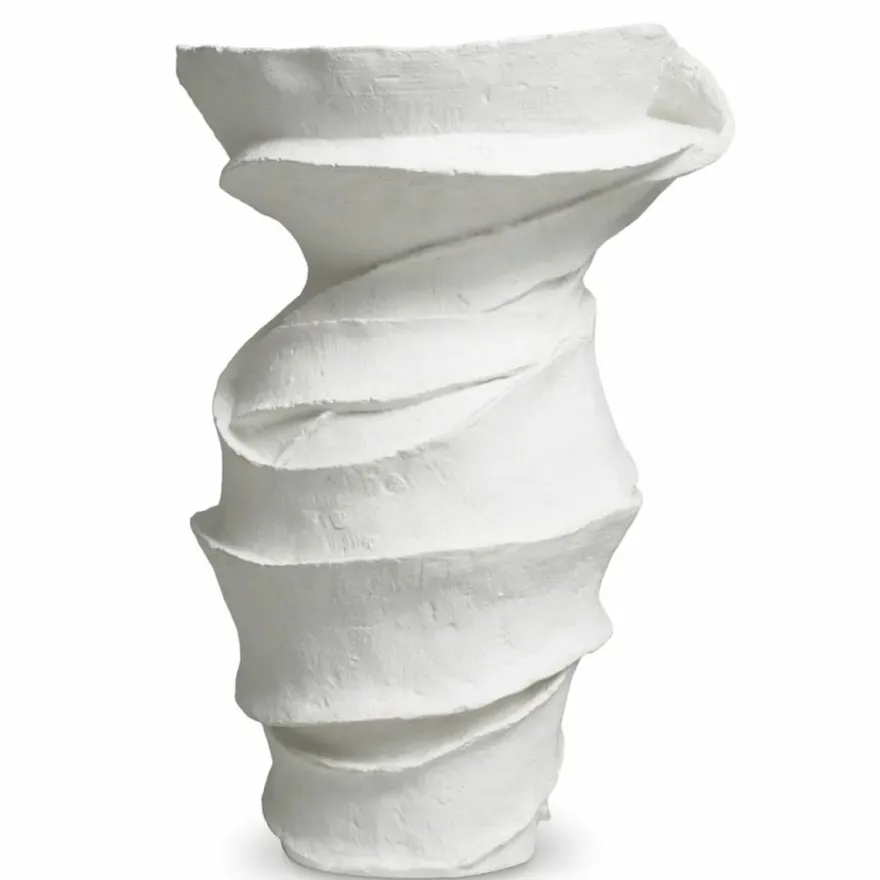 Casa Padrino Luxus Fiberglas Blumentopf Matt Weiß H. 59 cm - Luxus Qualität