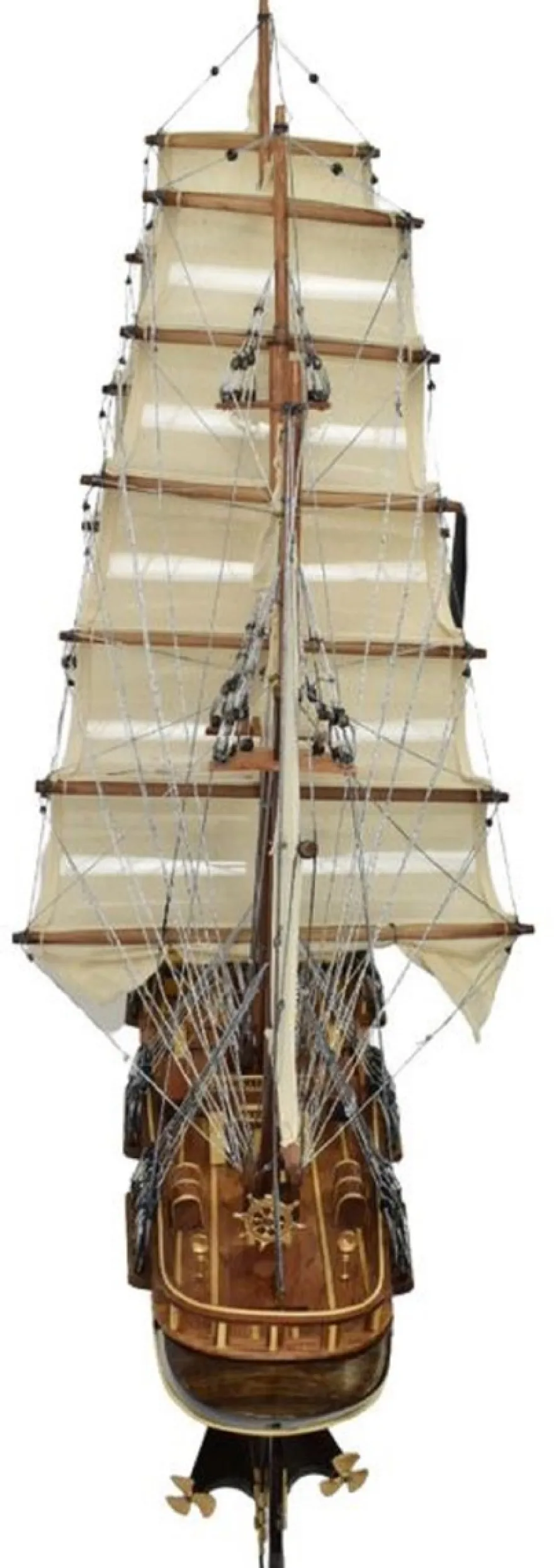 Casa Padrino Luxus Flaggschiff France II Mehrfarbig 120 x 27 x H. 87 cm - Handgefertigtes Deko Schiff - Holzschiff - Segelschiff - Kriegsschiff - Modellschiff - Wohnzimmer Deko - Deko Accessoires