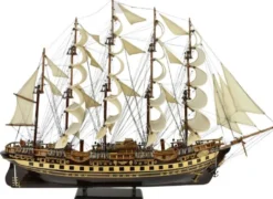 Casa Padrino Luxus Flaggschiff France II Mehrfarbig 120 x 27 x H. 87 cm - Handgefertigtes Deko Schiff - Holzschiff - Segelschiff - Kriegsschiff - Modellschiff - Wohnzimmer Deko - Deko Accessoires