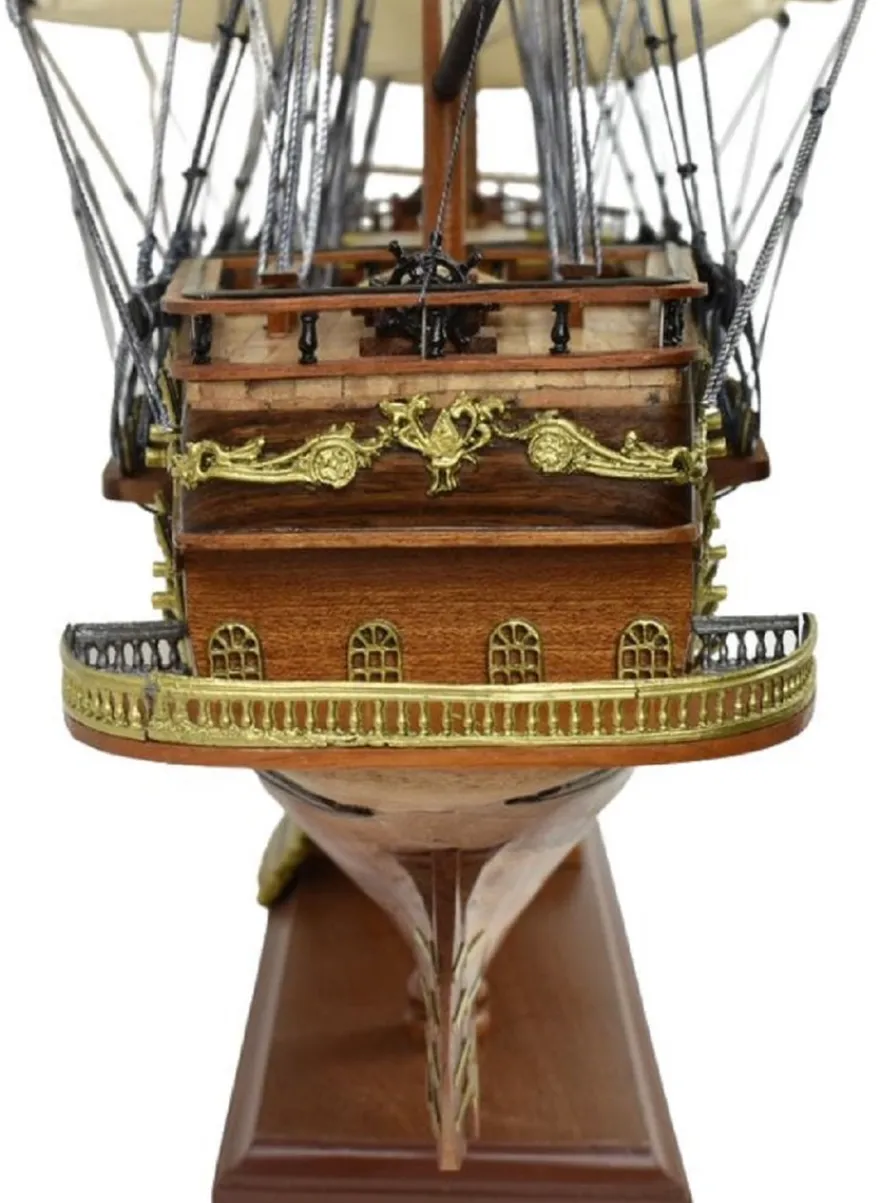 Casa Padrino Luxus Flaggschiff Napoleon Braun 102 x 30 x H. 75 cm - Handgefertigtes Deko Schiff - Holzschiff - Segelschiff - Kriegsschiff - Modellschiff - Wohnzimmer Deko - Luxus Deko Accessoires