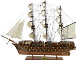 Casa Padrino Luxus Flaggschiff Napoleon Braun 102 x 30 x H. 75 cm - Handgefertigtes Deko Schiff - Holzschiff - Segelschiff - Kriegsschiff - Modellschiff - Wohnzimmer Deko - Luxus Deko Accessoires