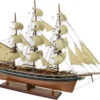 Casa Padrino Luxus Flaggschiff Cutty Sark Braun / Schwarz / Weiß 70 x 28 x H. 85 cm - Handgefertigtes Deko Schiff - Holzschiff - Segelschiff - Kriegsschiff - Luxus Deko Accessoires